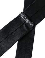 Dolce & Gabbana Black Solid 100% Silk Adjustable Tie - Neckties