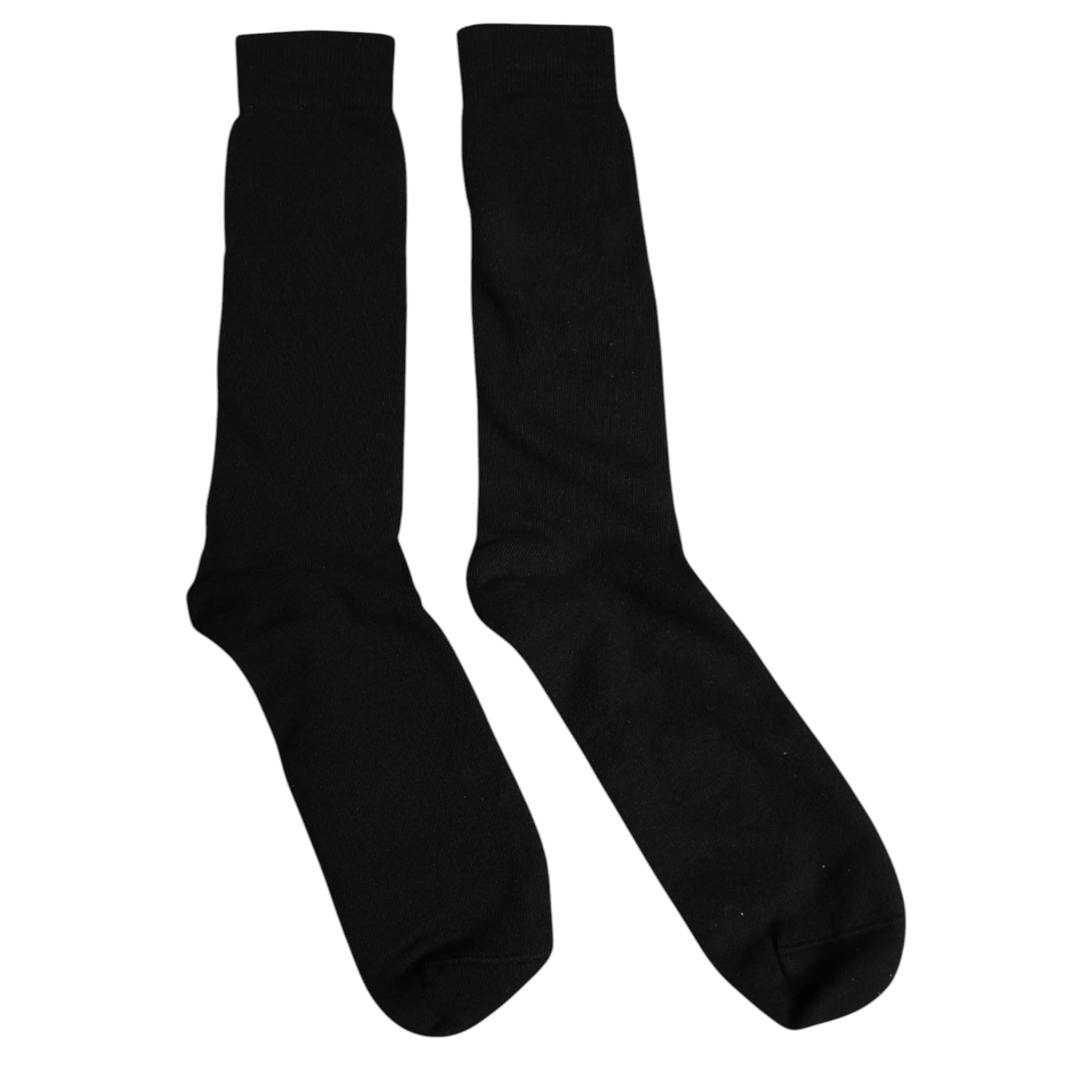 Dolce & Gabbana Black Solid Cotton Mid Calf Men Socks - L