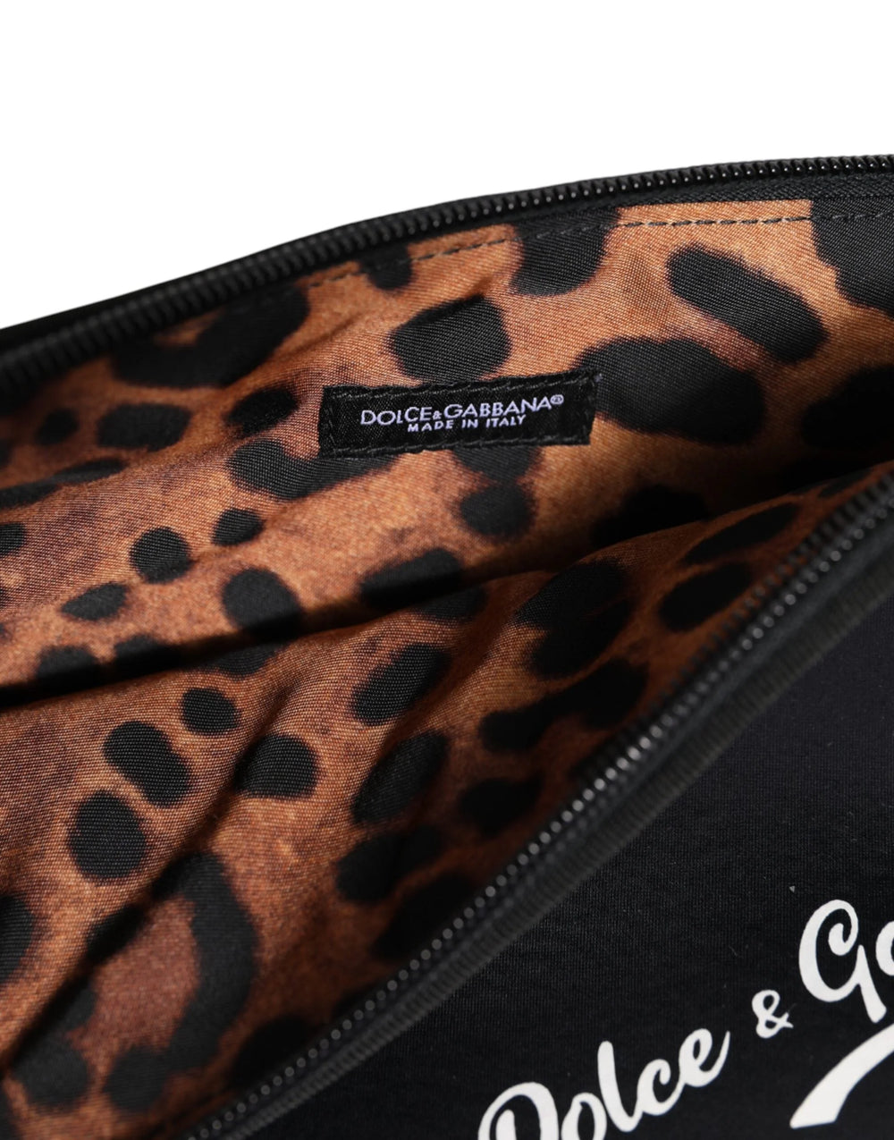 Dolce & Gabbana Black Solid Nylon DG LogoPrint Clutch Zip Borse Pouch Bag - Clutch Bags