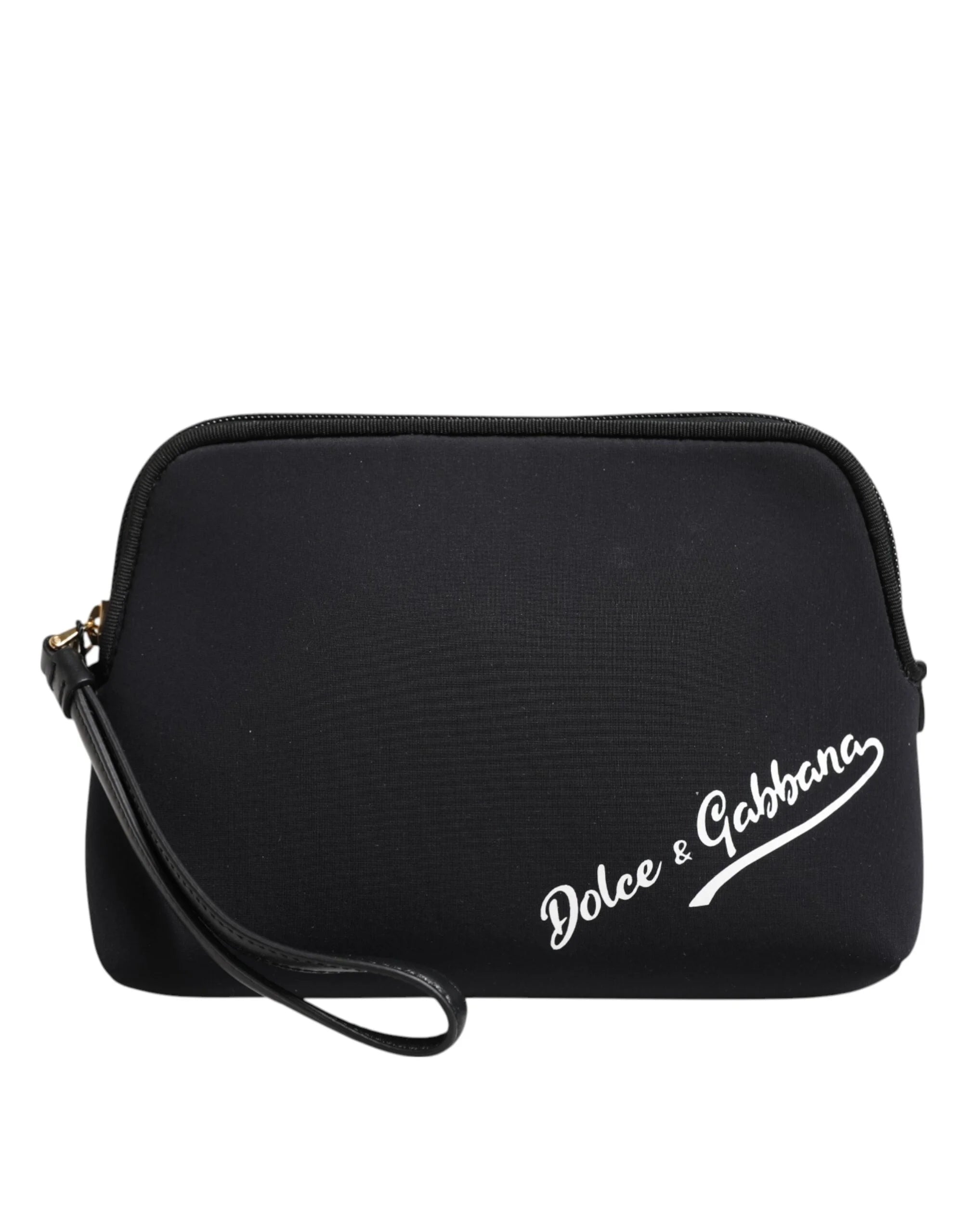 Dolce & Gabbana Black Solid Nylon DG LogoPrint Clutch Zip Borse Pouch Bag - Clutch Bags