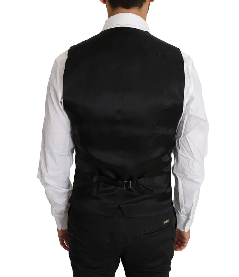Dolce & Gabbana Black Solid Wool Silk Waistcoat Vest - IT46 | S - Vests