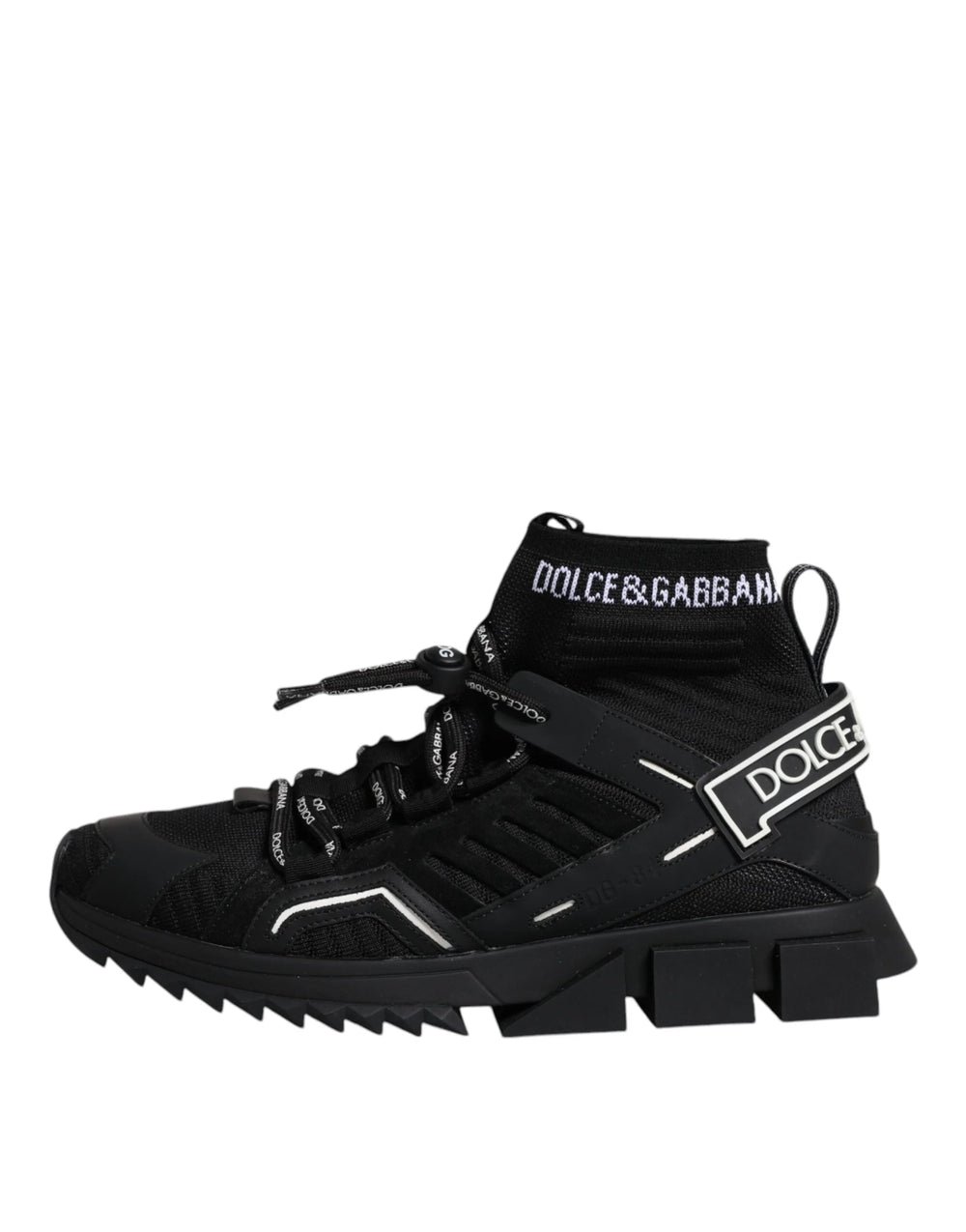 Dolce & Gabbana Black Sorrento Logo Men Sneakers Socks Shoes - EU42/US9 - Sneakers
