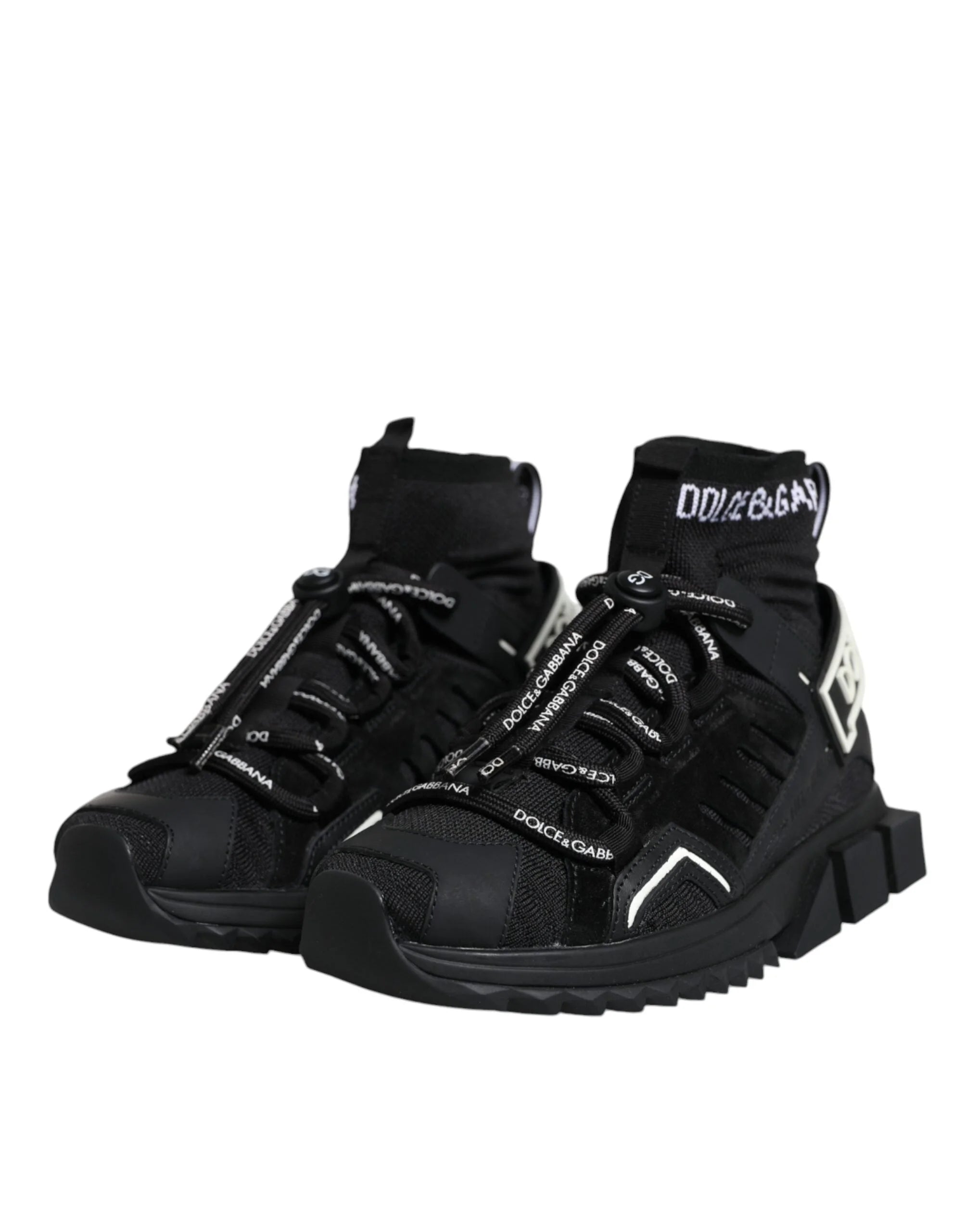 Dolce & Gabbana Black Sorrento Socks Logo Sneakers Shoes - EU36.5/US6 - Sneakers