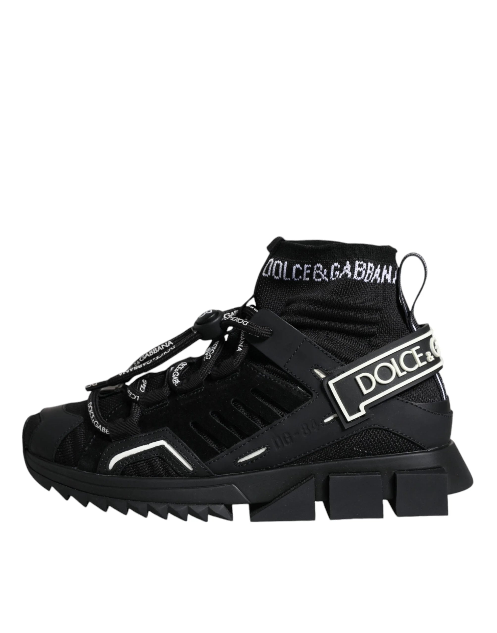 Dolce & Gabbana Black Sorrento Socks Logo Sneakers Shoes - EU36.5/US6 - Sneakers