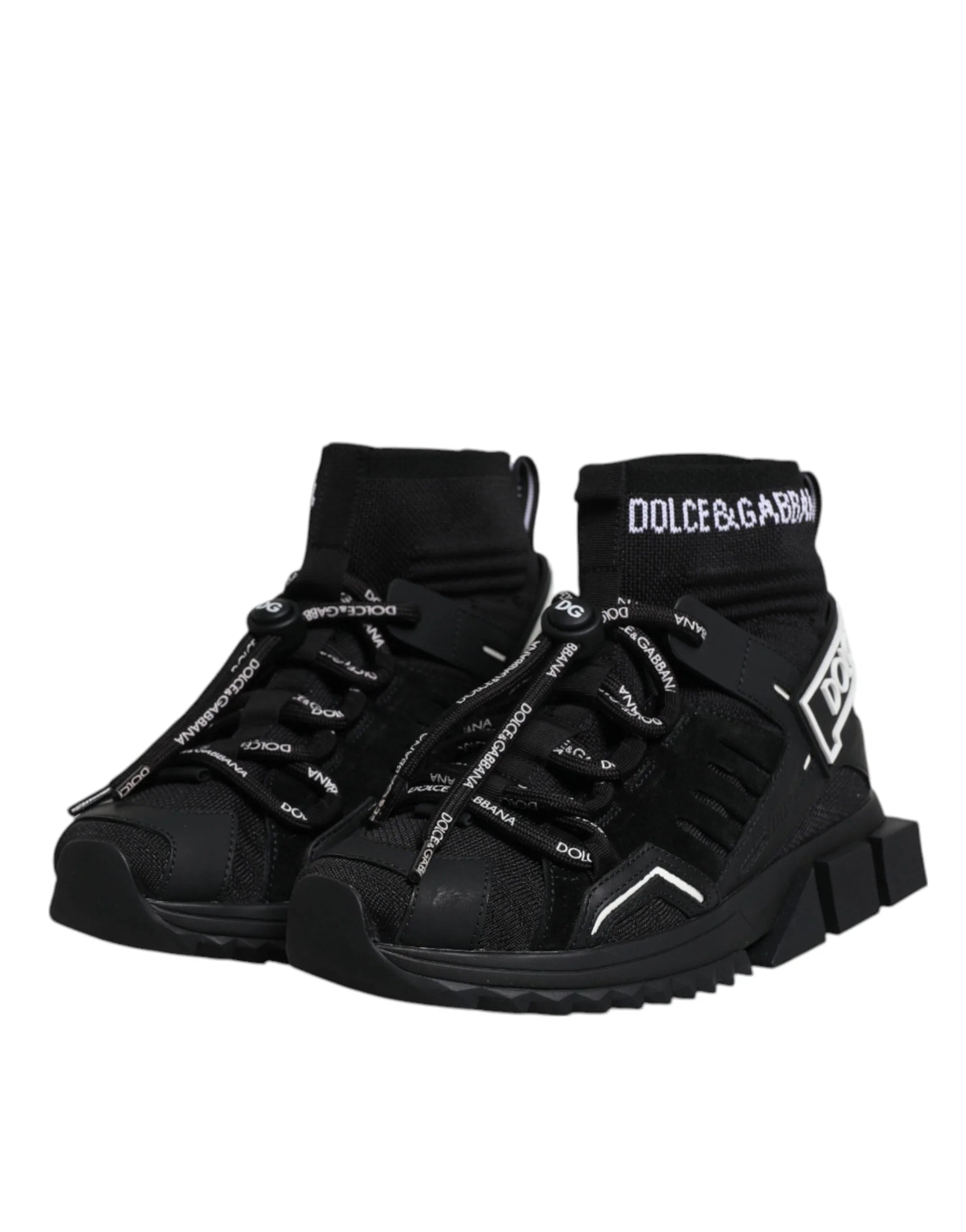 Dolce & Gabbana Black Sorrento Socks Logo Sneakers Shoes - EU36/US6 - Sneakers