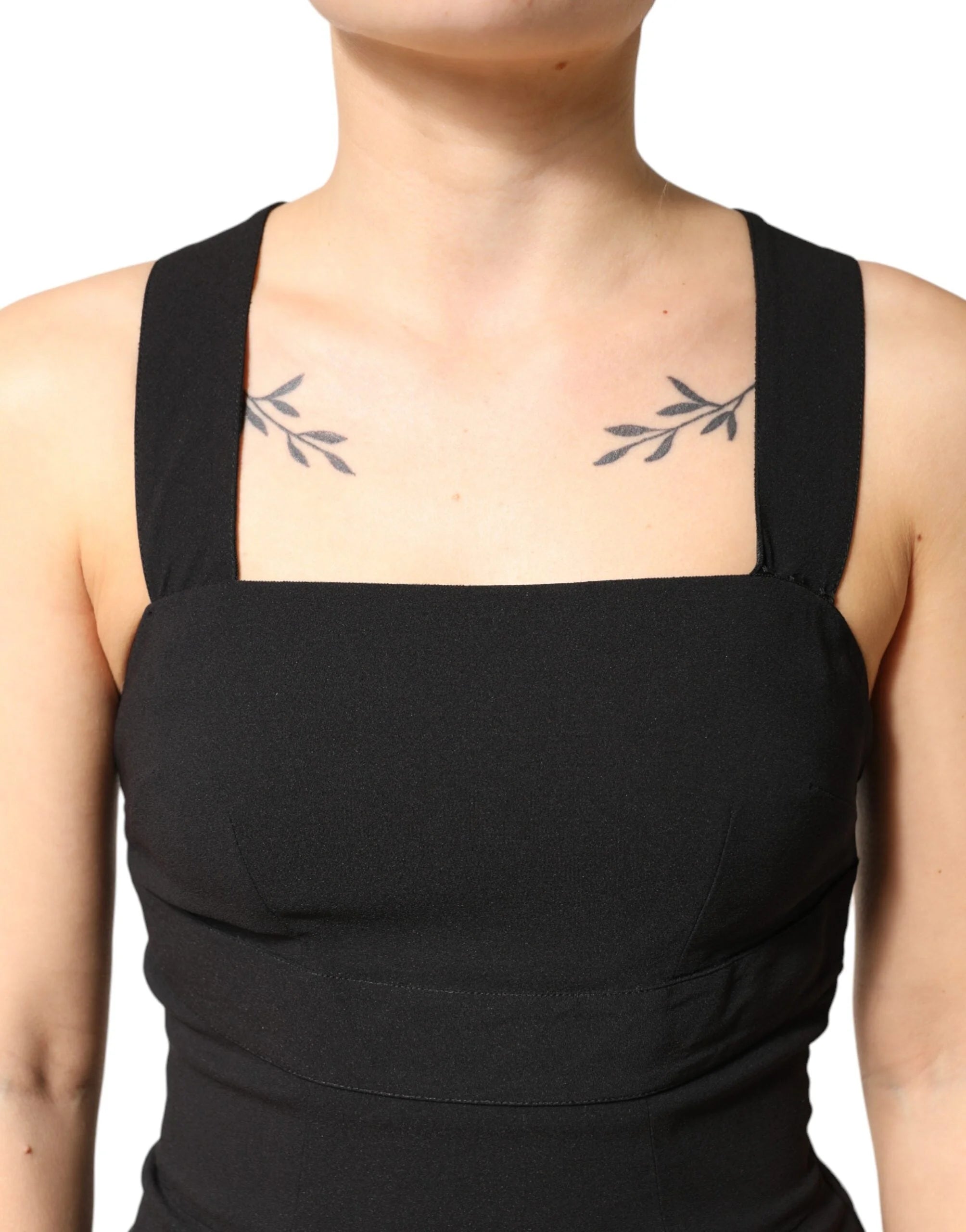 Dolce & Gabbana Black Square Neck Sleeveless Midi Dress - IT40|S