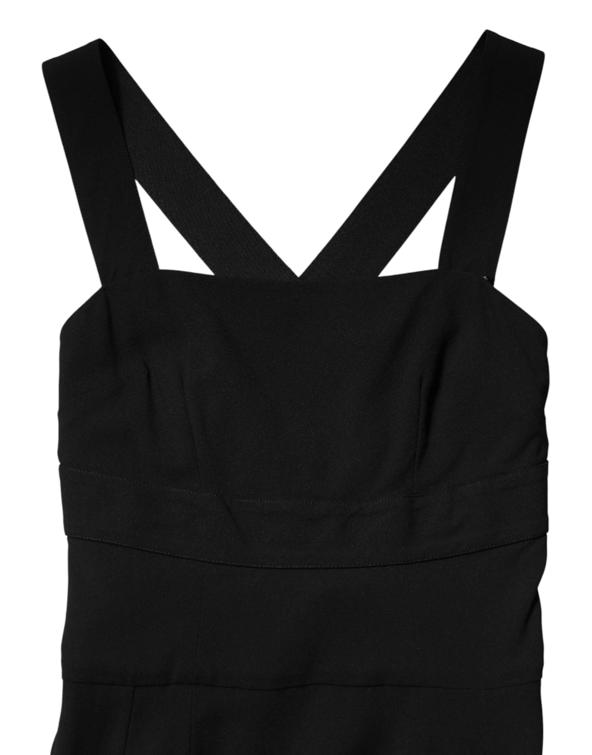 Dolce & Gabbana Black Square Neck Sleeveless Midi Dress - IT40|S