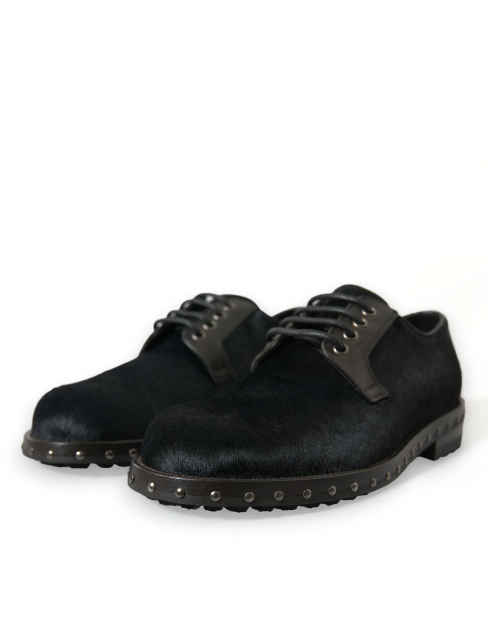 Dolce & Gabbana Black Stable Fur Derby SAN PIETRO Dress Shoes - Shoes