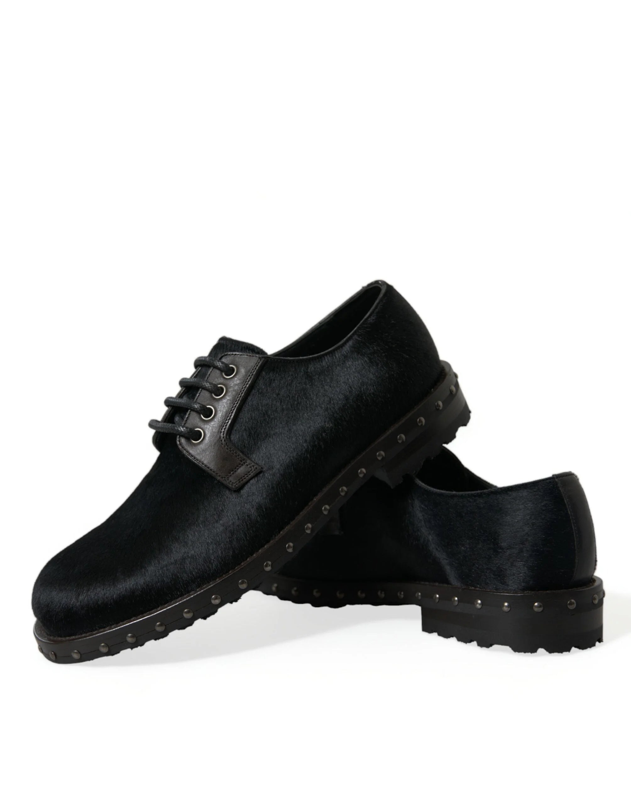 Dolce & Gabbana Black Stable Fur Derby SAN PIETRO Dress Shoes - Shoes