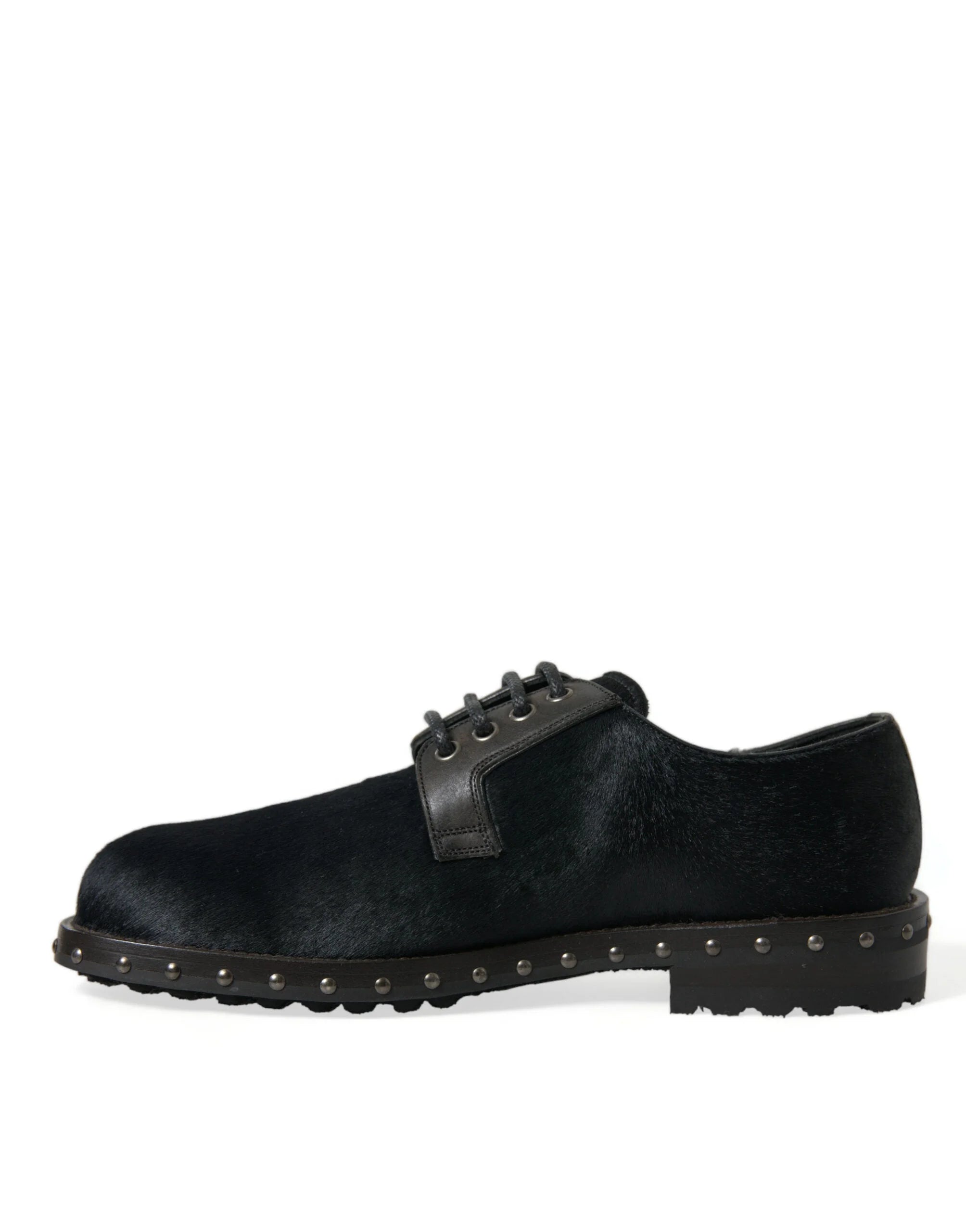 Dolce & Gabbana Black Stable Fur Derby SAN PIETRO Dress Shoes - Shoes