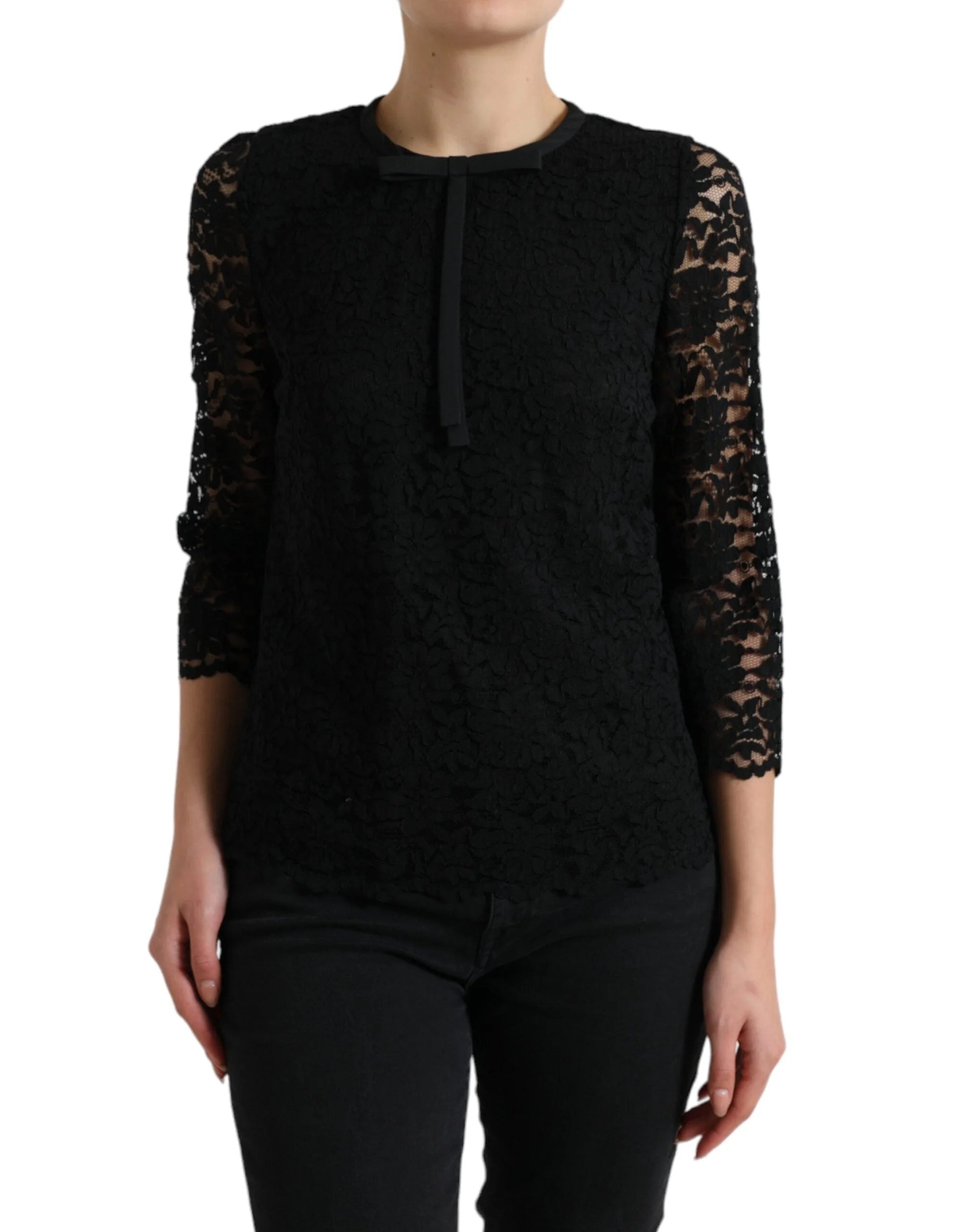Dolce & Gabbana Black STAFF Blouse Floral Lace Nylon Top - IT42|M - Blouses