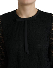 Dolce & Gabbana Black STAFF Blouse Floral Lace Nylon Top - IT42|M - Blouses