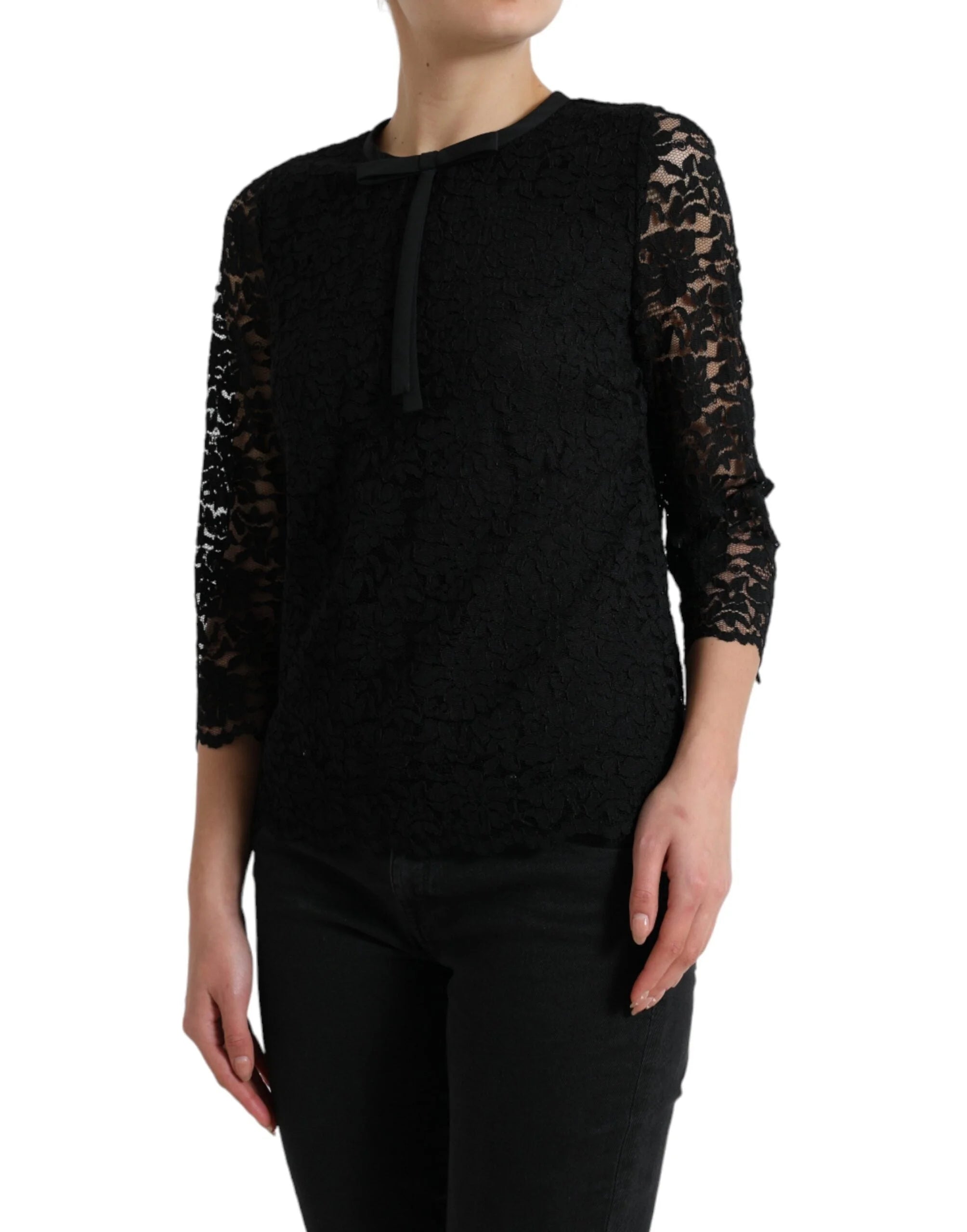 Dolce & Gabbana Black STAFF Blouse Floral Lace Nylon Top - IT42|M - Blouses