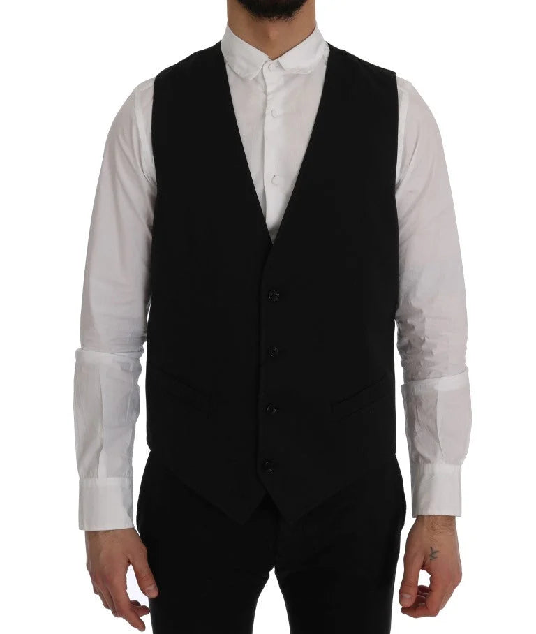 Dolce & Gabbana Black STAFF Cotton Vest - Vests