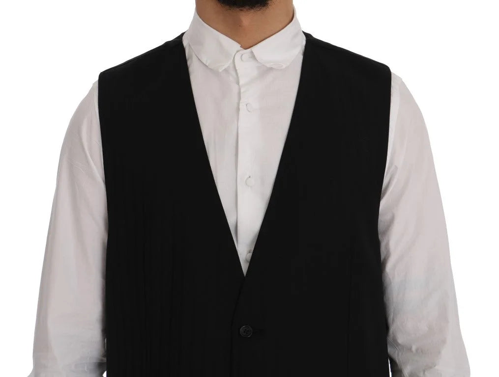 Dolce & Gabbana Black STAFF Wool Stretch Vest - IT50 | L - Vests