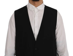 Dolce & Gabbana Black STAFF Wool Stretch Vest - IT50 | L - Vests