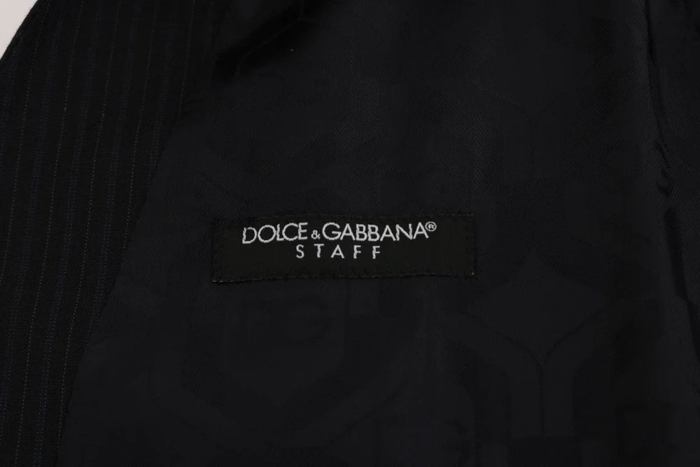 Dolce & Gabbana Black STAFF Wool Striped Vest - IT52 | XL - Vests