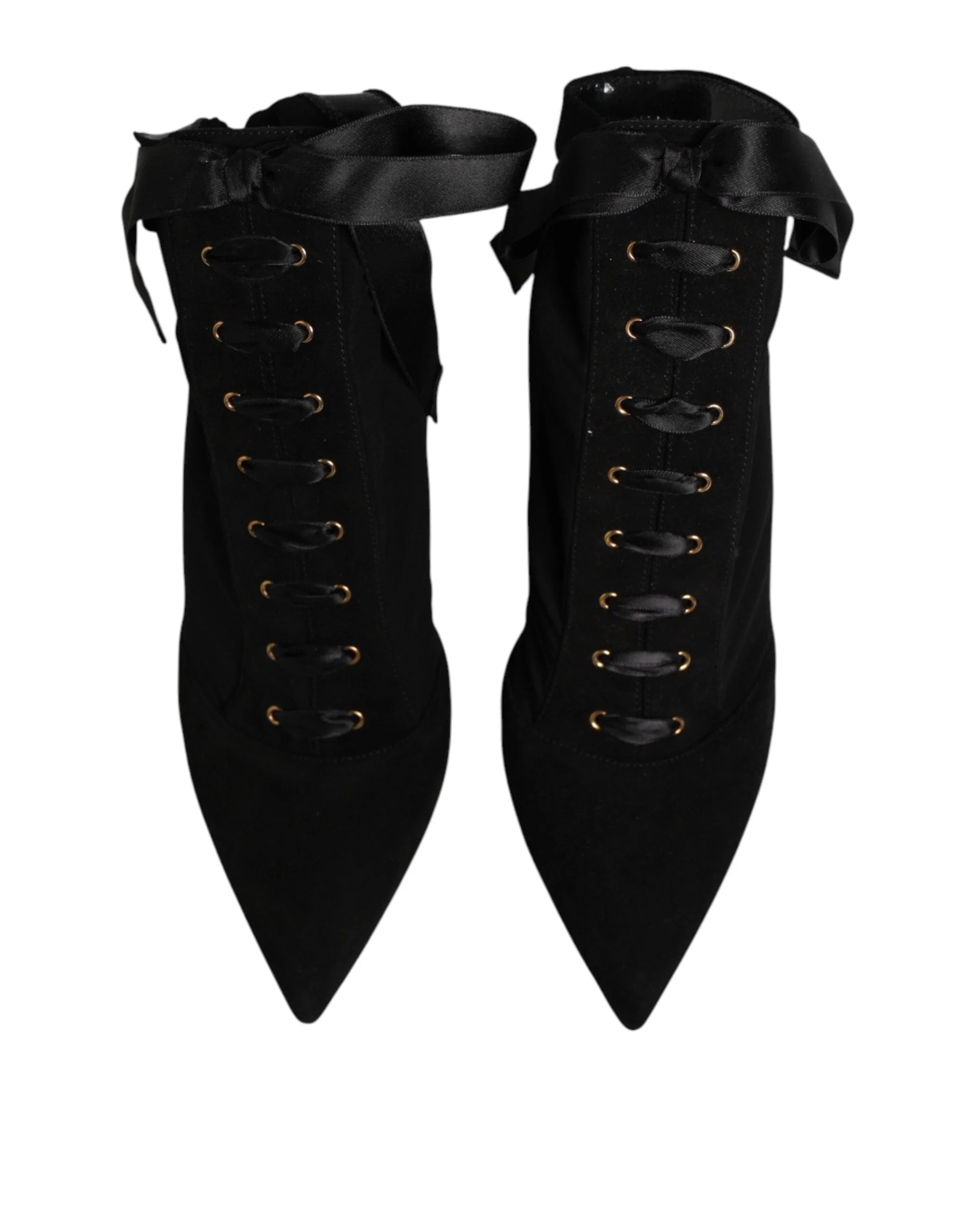 Botas de Tacón de Aguja Dolce & Gabbana Negras con Cordones - Talla EU37/US6.5 - Botas