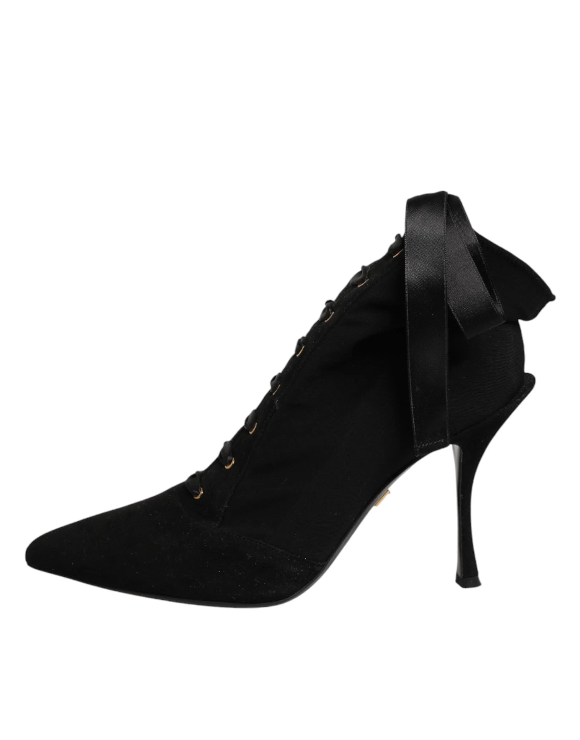 Botas de Tacón de Aguja Dolce & Gabbana Negras con Cordones - Talla EU37/US6.5 - Botas