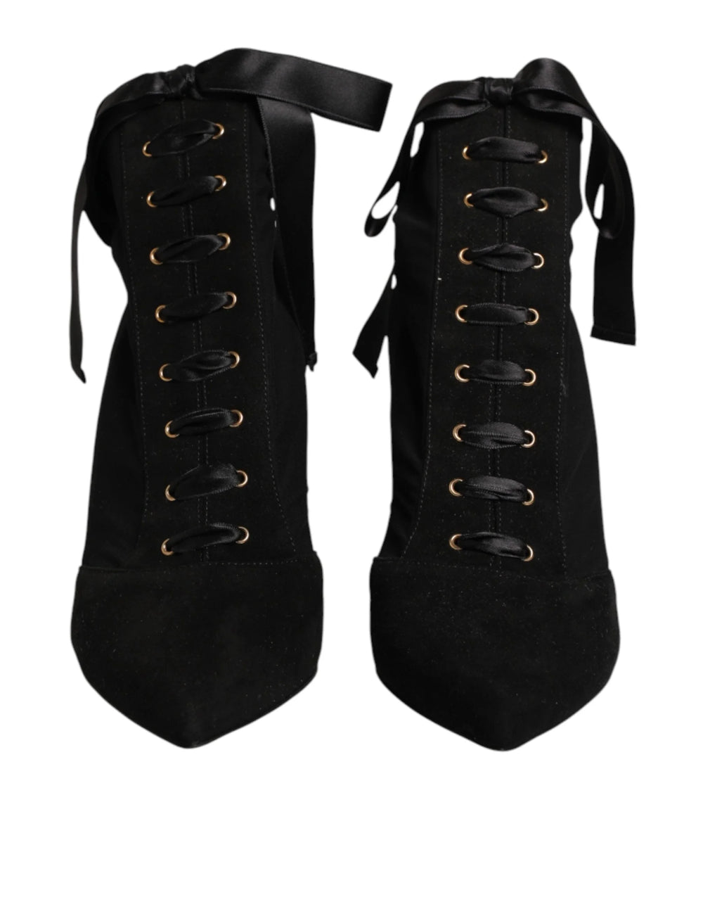 Dolce & Gabbana Black Stiletto Heels Lace Up Boots Shoes - EU37/US6.5 - Boots