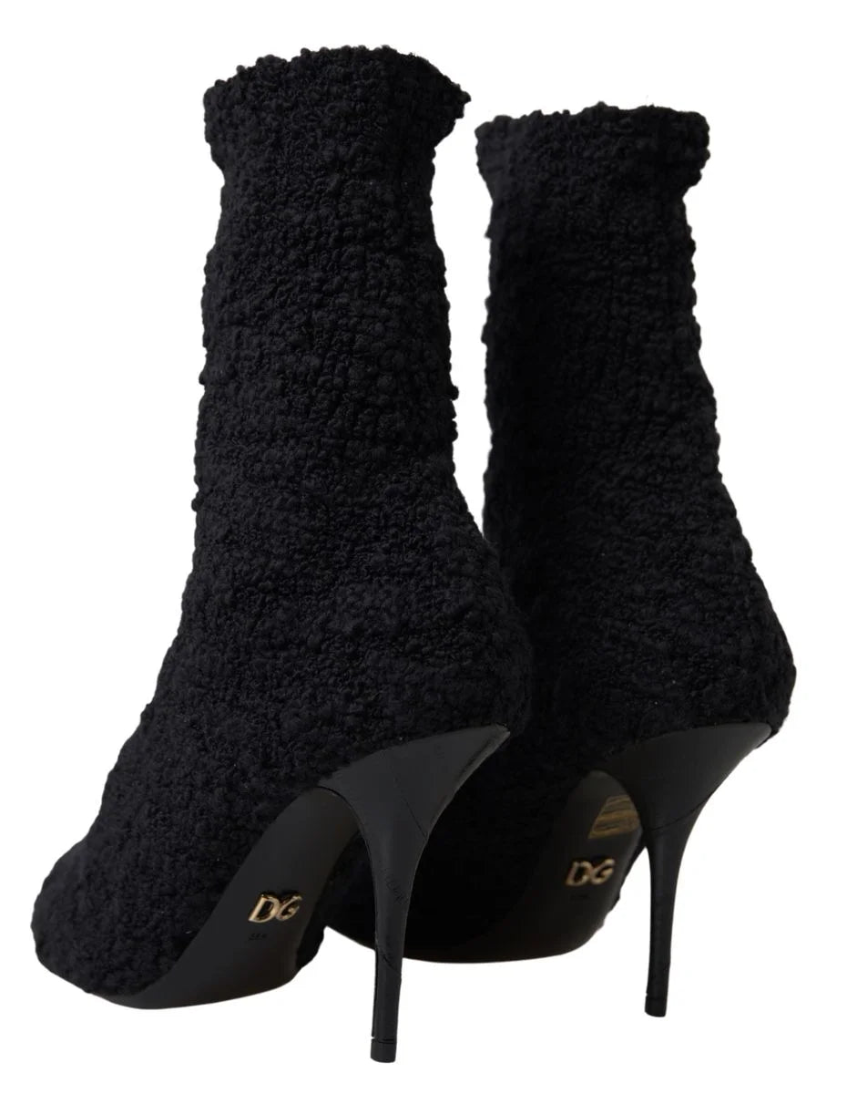 Dolce & Gabbana Black Stiletto Heels Mid Calf Boots - EU38.5/US8