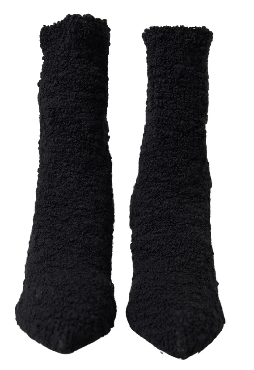Dolce & Gabbana Black Stiletto Heels Mid Calf Boots - EU38.5/US8