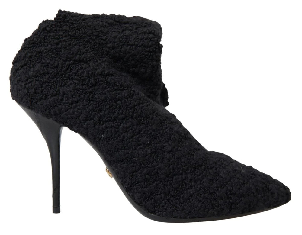 Dolce & Gabbana Black Stiletto Heels Mid Calf Boots - EU38.5/US8