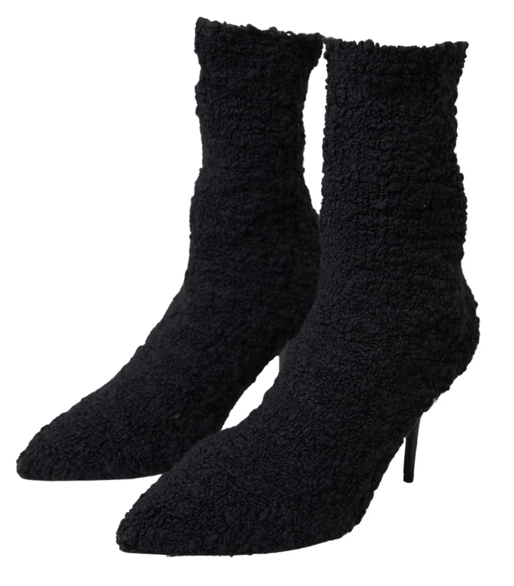 Dolce & Gabbana Black Stiletto Heels Mid Calf Boots - EU38.5/US8