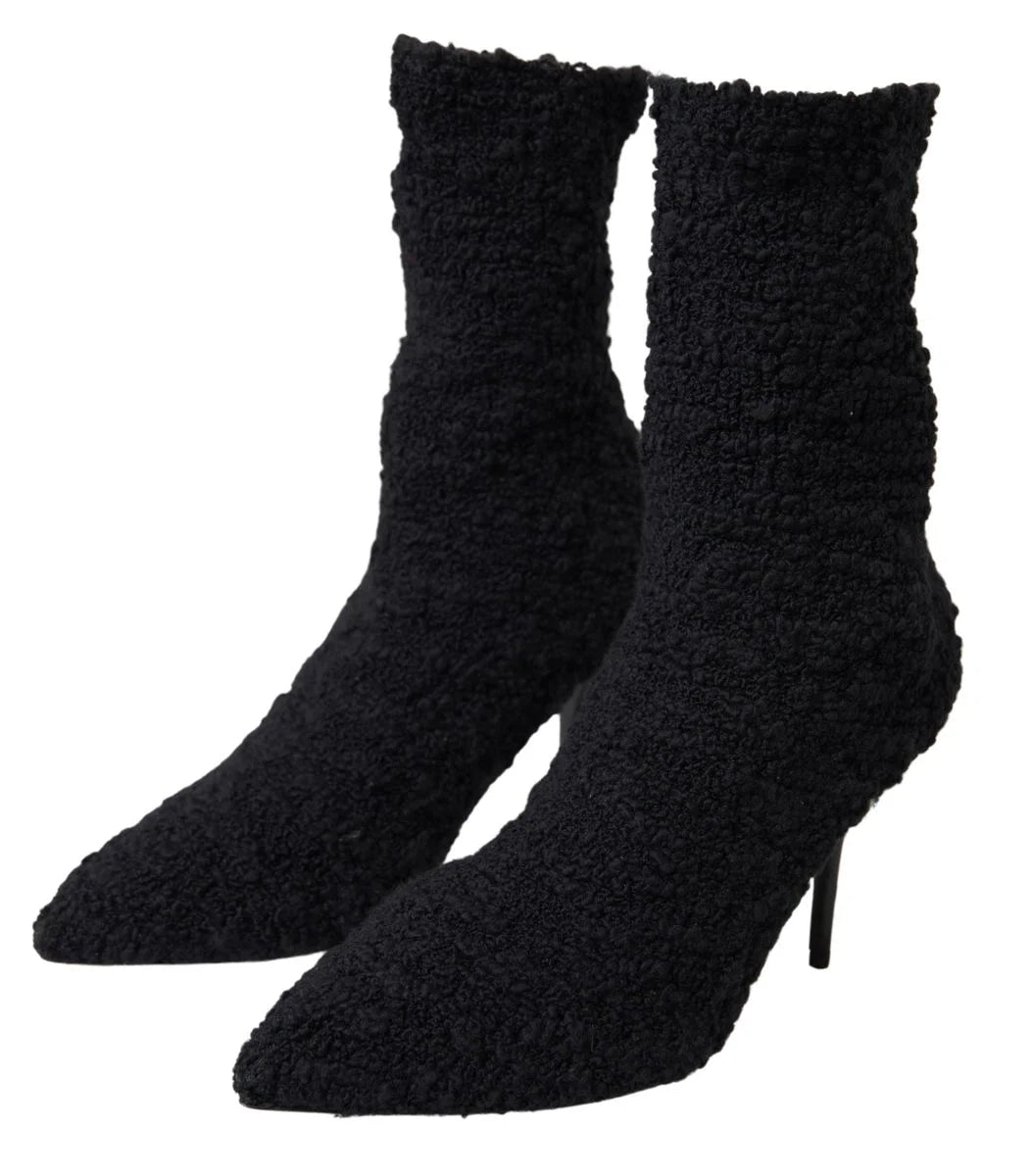 Dolce & Gabbana Black Stiletto Heels Mid Calf Boots - EU38.5/US8