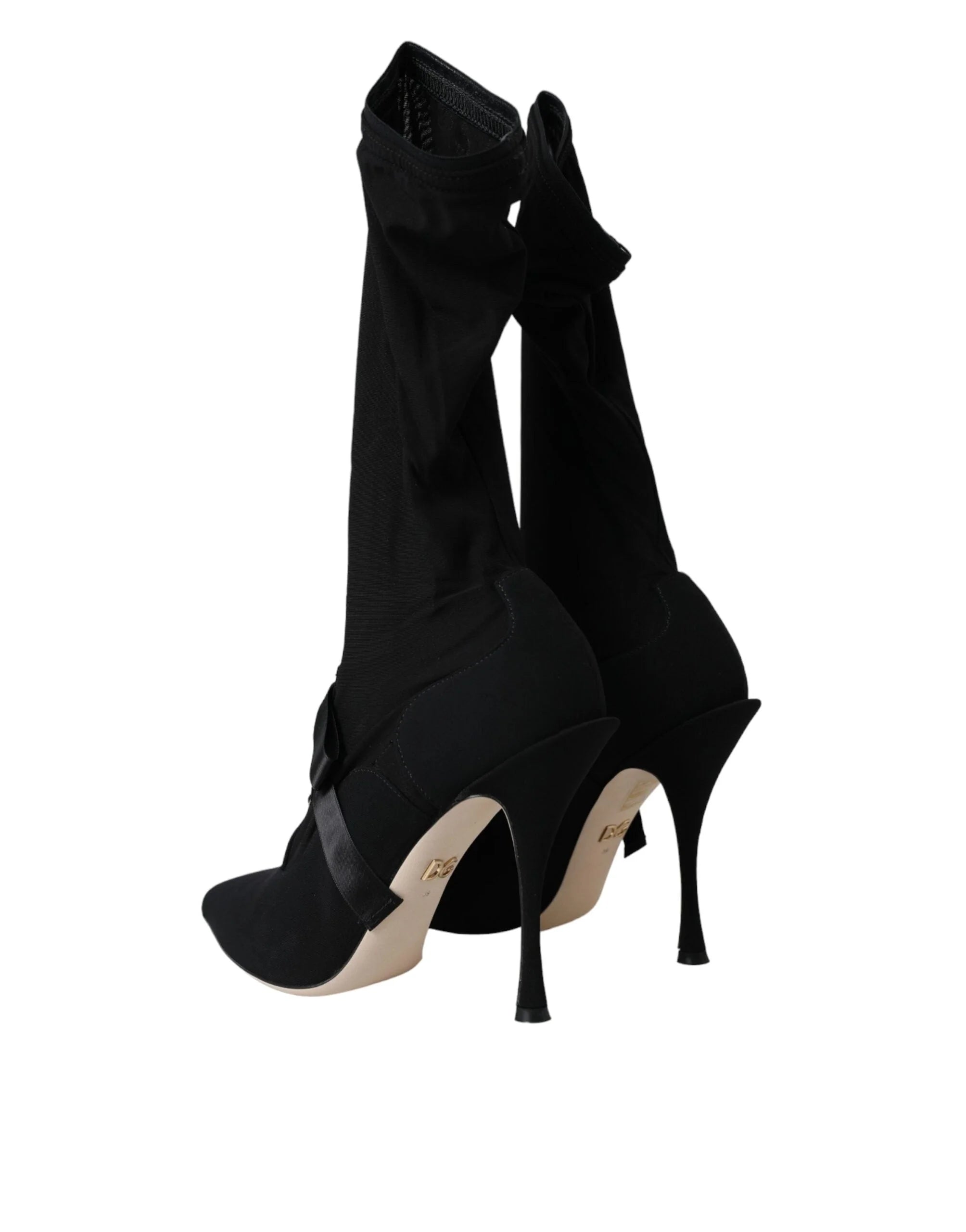 Dolce & Gabbana must Stiletto Kannad Keskmise Varrega Saapad