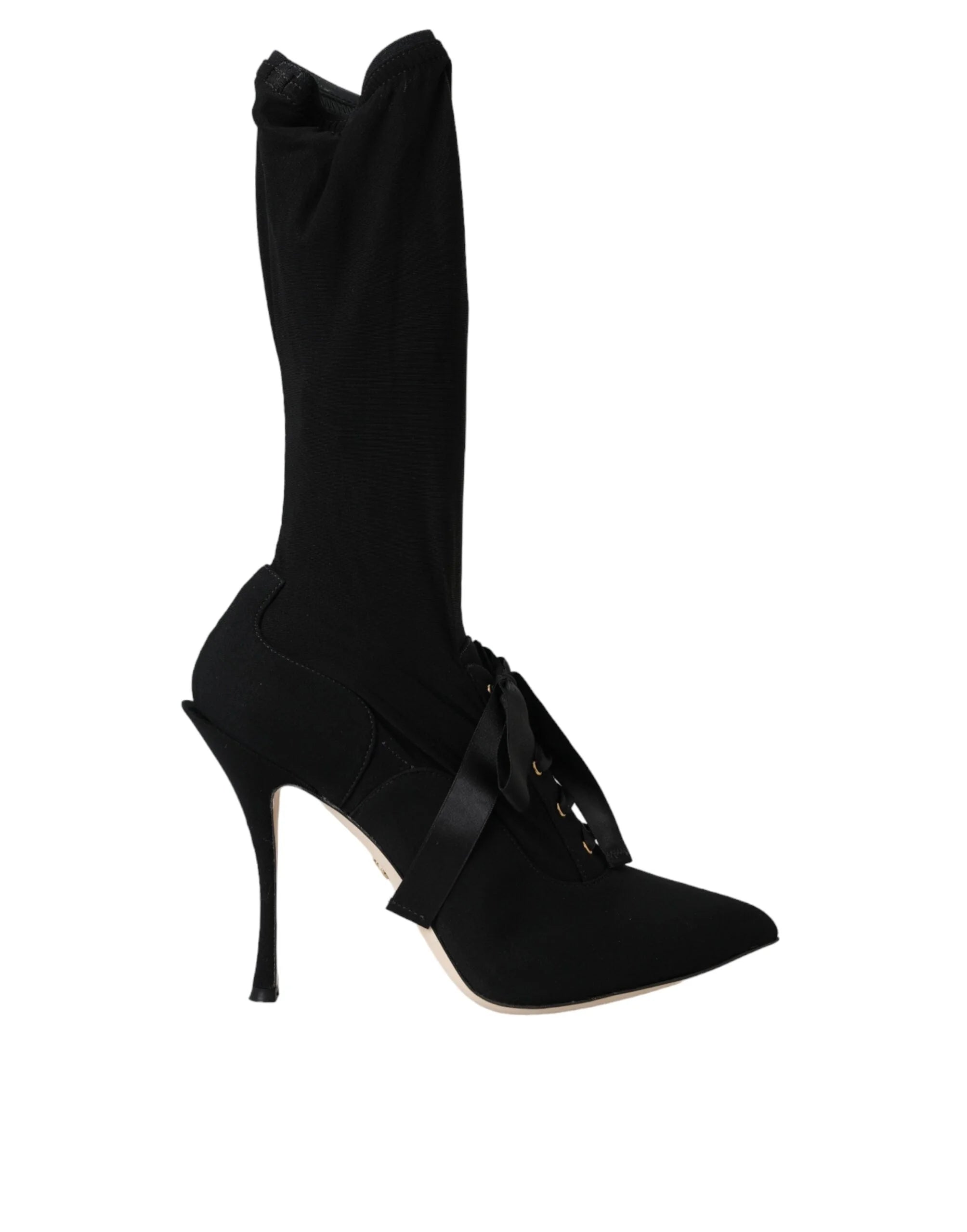 Dolce & Gabbana Black Stiletto Heels Mid Calf Boots Shoes - Boots
