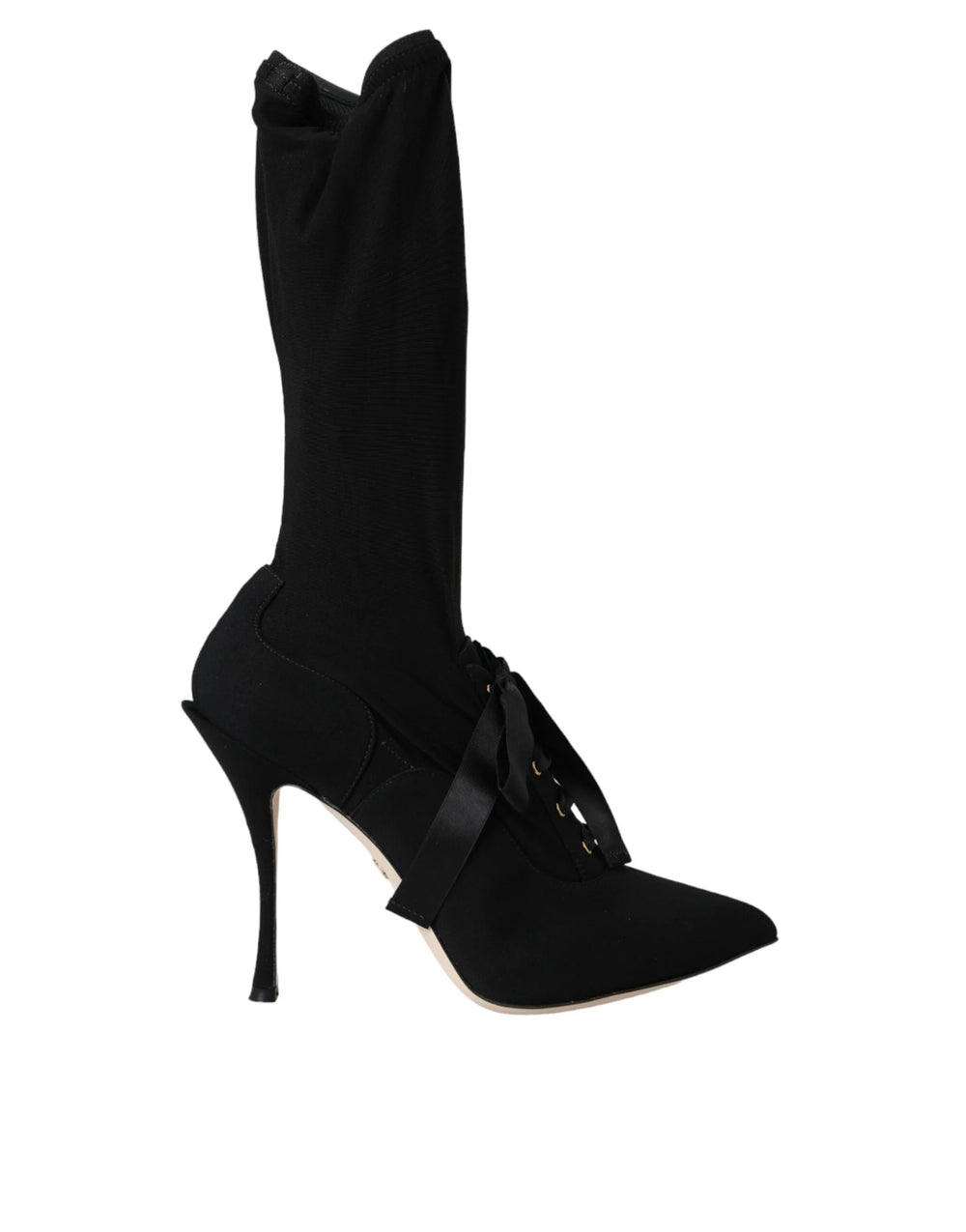 Dolce & Gabbana Black Stiletto Heels Mid Calf Boots Shoes - Boots