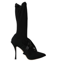 Dolce & Gabbana Black Stiletto Heels Mid Calf Boots Shoes - Boots