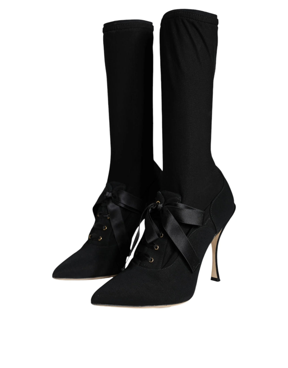 Dolce & Gabbana Black Stiletto Heels Mid Calf Boots Shoes - Boots