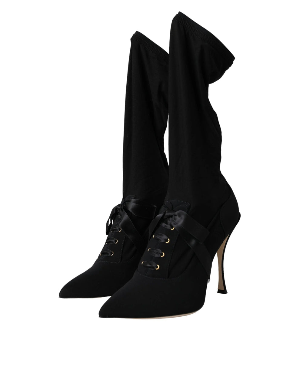 Dolce & Gabbana Black Stiletto Heels Mid Calf Boots Shoes - Boots
