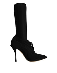 Dolce & Gabbana Black Stiletto Heels Mid Calf Boots Shoes - Boots