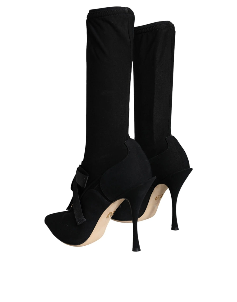 Dolce & Gabbana Black Stiletto Heels Mid Calf Boots Shoes - Boots