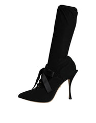 Dolce & Gabbana Black Stiletto Heels Mid Calf Boots Shoes - Boots
