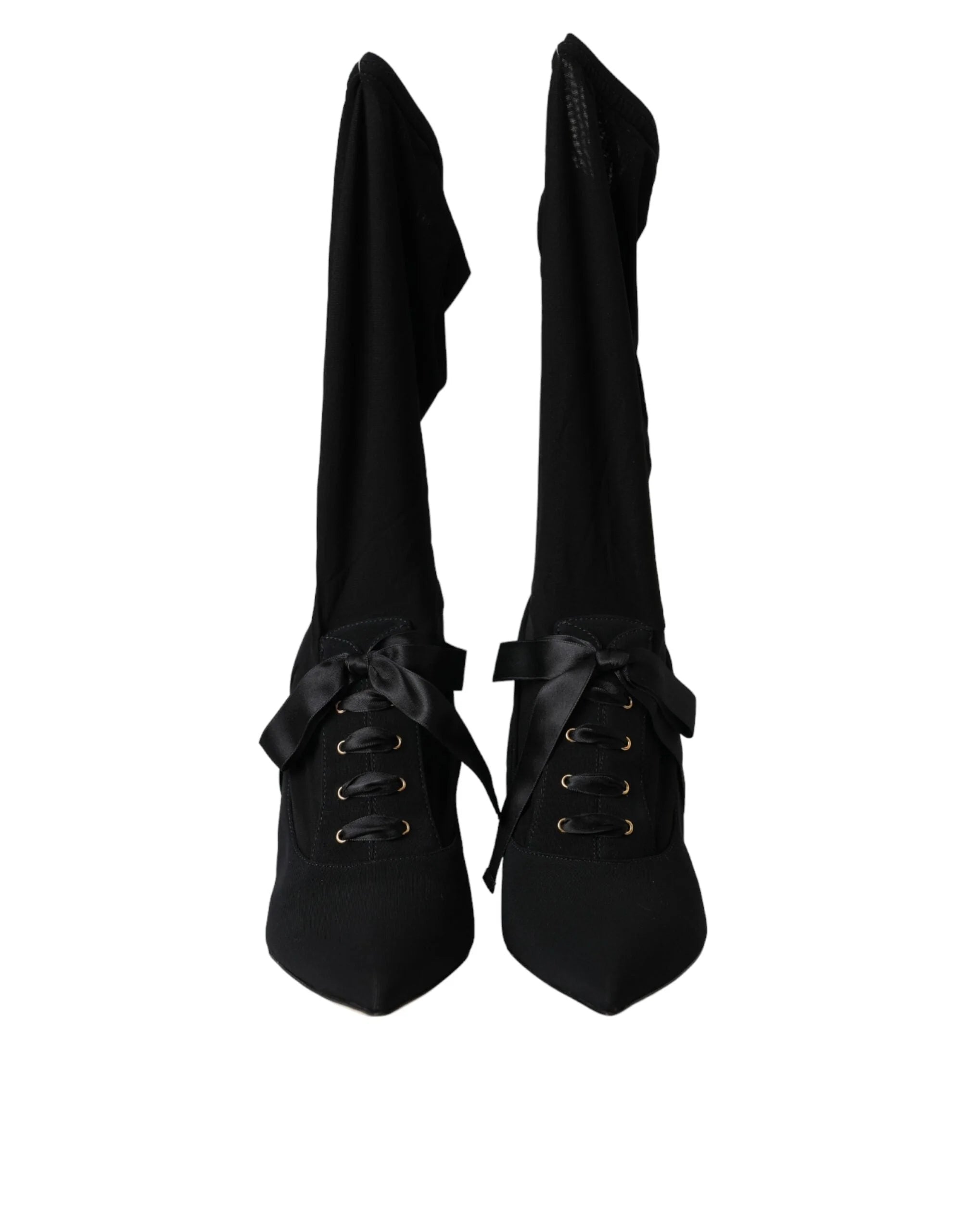 Dolce & Gabbana Black Stiletto Heels Mid Calf Boots Shoes - Boots