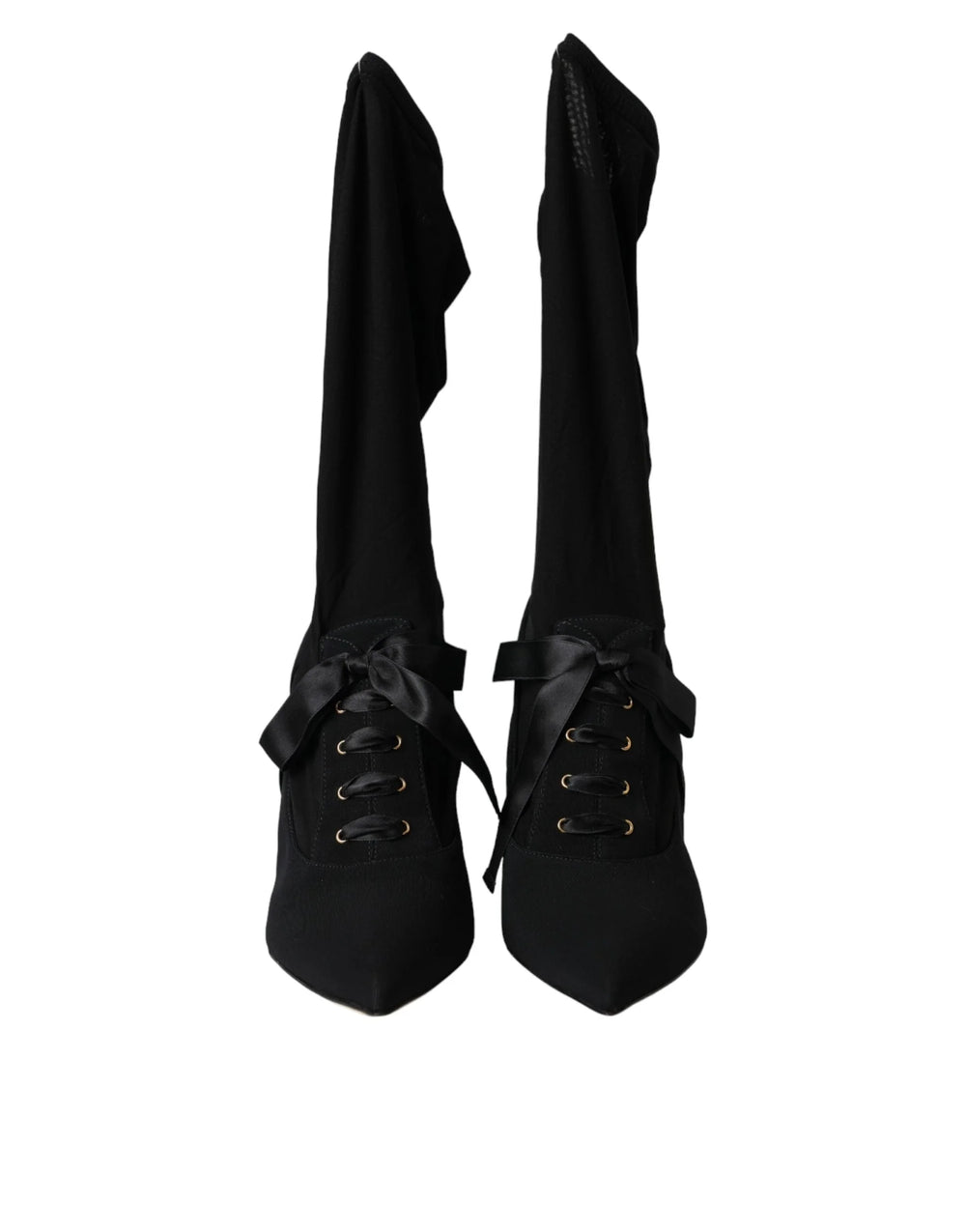 Dolce & Gabbana Black Stiletto Heels Mid Calf Boots Shoes - Boots