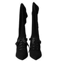 Dolce & Gabbana Black Stiletto Heels Mid Calf Boots Shoes - Boots