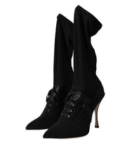 Dolce & Gabbana must Stiletto Kannad Keskmise Varrega Saapad