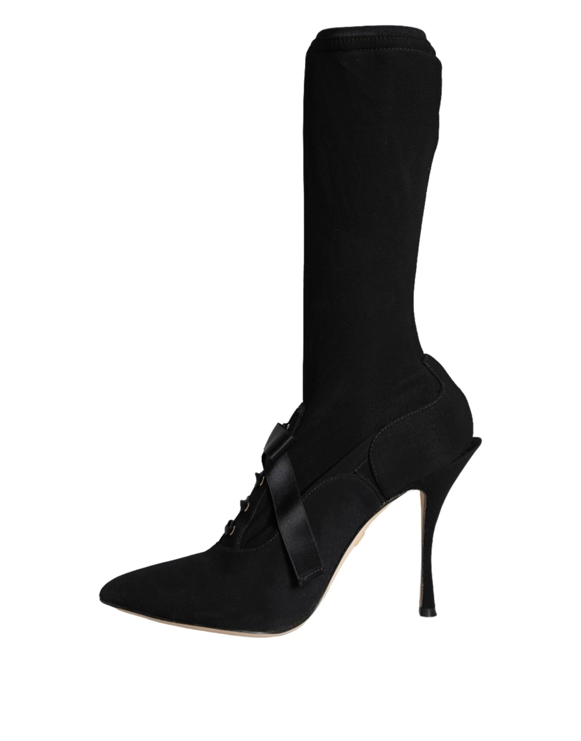 Dolce & Gabbana Black Stiletto Heels Mid Calf Boots Shoes - EU38.5/US8 - Boots