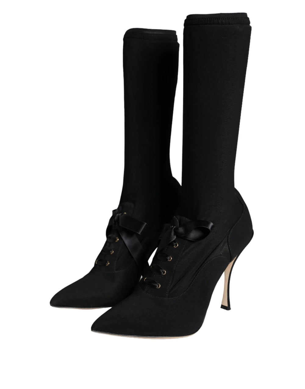 Dolce & Gabbana Black Stiletto Heels Mid Calf Boots Shoes - EU38.5/US8 - Boots