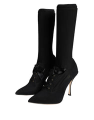 Dolce & Gabbana Black Stiletto Heels Mid Calf Boots Shoes - EU38.5/US8 - Boots