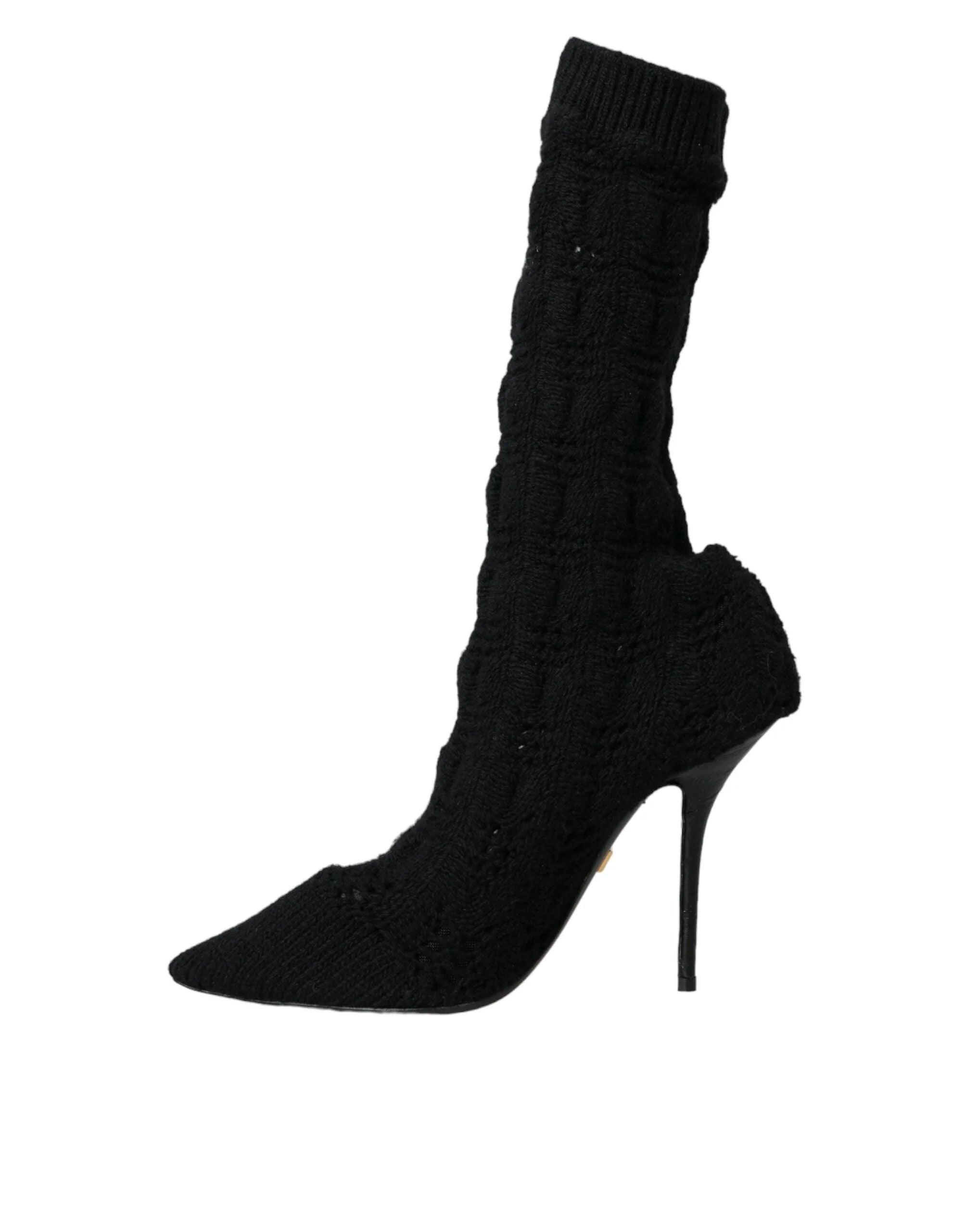 Dolce & Gabbana Black Stiletto Heels Mid Calf Boots Shoes - EU39/US8.5 - Boots
