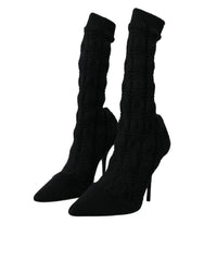 Dolce & Gabbana Black Stiletto Heels Mid Calf Boots Shoes - EU39/US8.5 - Boots
