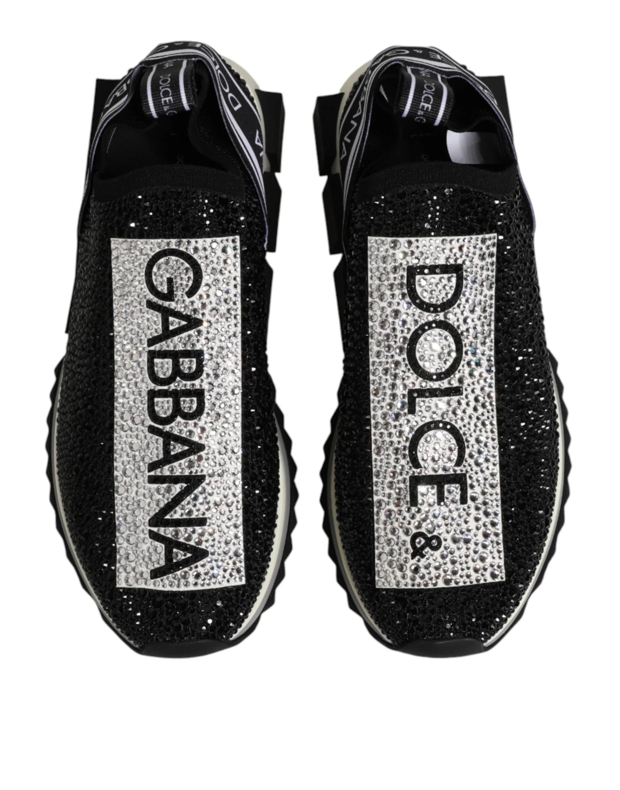 Dolce & Gabbana Black Strass Slip On Men Sorrento Sneakers Shoes - EU42.5/US9.5