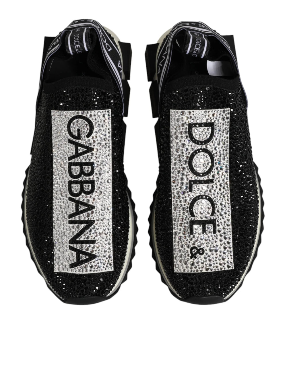 Dolce & Gabbana Black Strass Slip On Men Sorrento Sneakers Shoes - EU42.5/US9.5