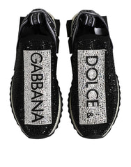 Dolce & Gabbana Black Strass Slip On Men Sorrento Sneakers Shoes - EU42.5/US9.5